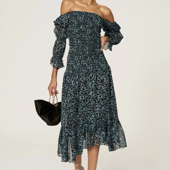 MISA Los Angeles Rashida Smocked Midi Dress - Picture 1 of 12